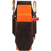 Leather 4 Felling Wedge Pouch Logging Belt Holster Chainsaw Scrench Holder | Heavy-Duty,3 In Belt Loop,Ambidextrous,Open Pocket Quick Access,Hold 4 Wedges Plus Files,For Loggers And Arborists,Organized