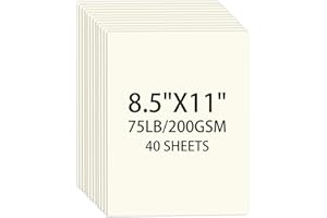 CIPHYFEE Cream Cardstock 8.5 X 11, 40 Sheets Card Stock, 75lb/ 200gsm Copy Paper, Cardstock Printer Paper For Art, Drawing, Invitations, DIY Cards, Craft, Construction, School & Office Supplies