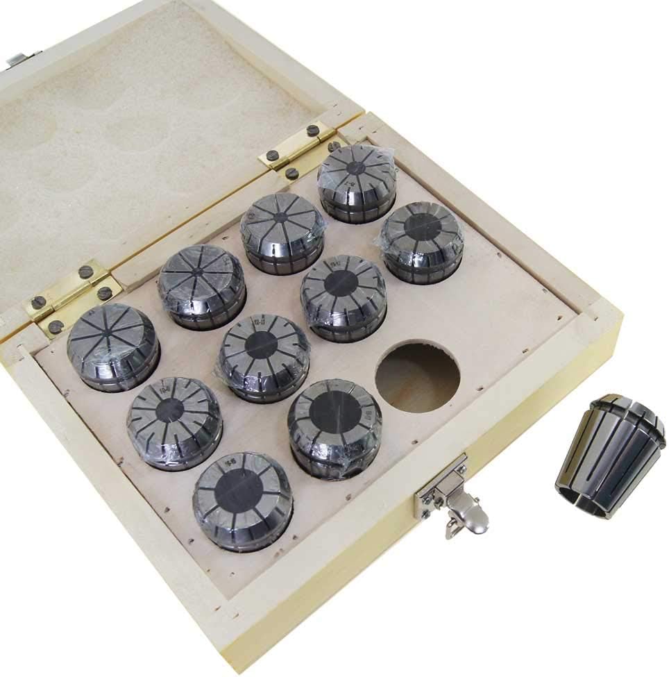 KATSU ER32 Spring Collet Set 11 Pieces 4-20mm Gripping Range Precision Router Collet Chuck for CNC Workholding Engraving Machine and Milling Lathe Tool 110282100