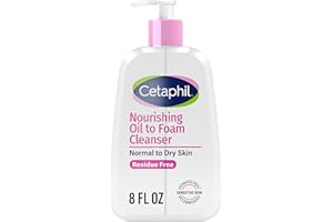 Cetaphil Nourishing Oil to Foam Facial Cleanser for Normal to Dry Skin, up to 24 Hour Hydration, 8 fl oz