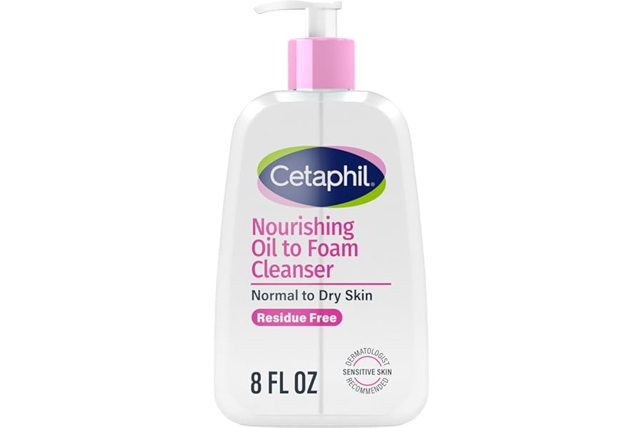 Cetaphil Nourishing Oil to Foam Facial Cleanser for Normal to Dry Skin, up to 24 Hour Hydration, 8 fl oz