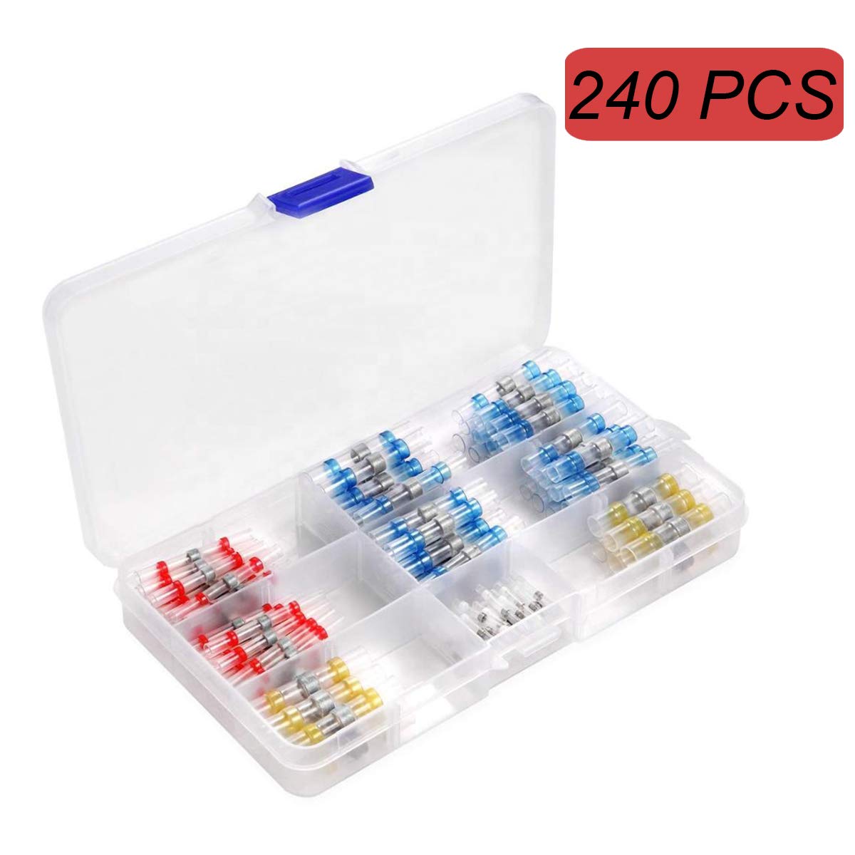 240PCS Solder Seal Wire Connectors, SA Designs Heat Shrink Butt Connectors Terminals Electrical Wire Connectors Insulated Waterproof Marine Automotive Copper Connectors Kits