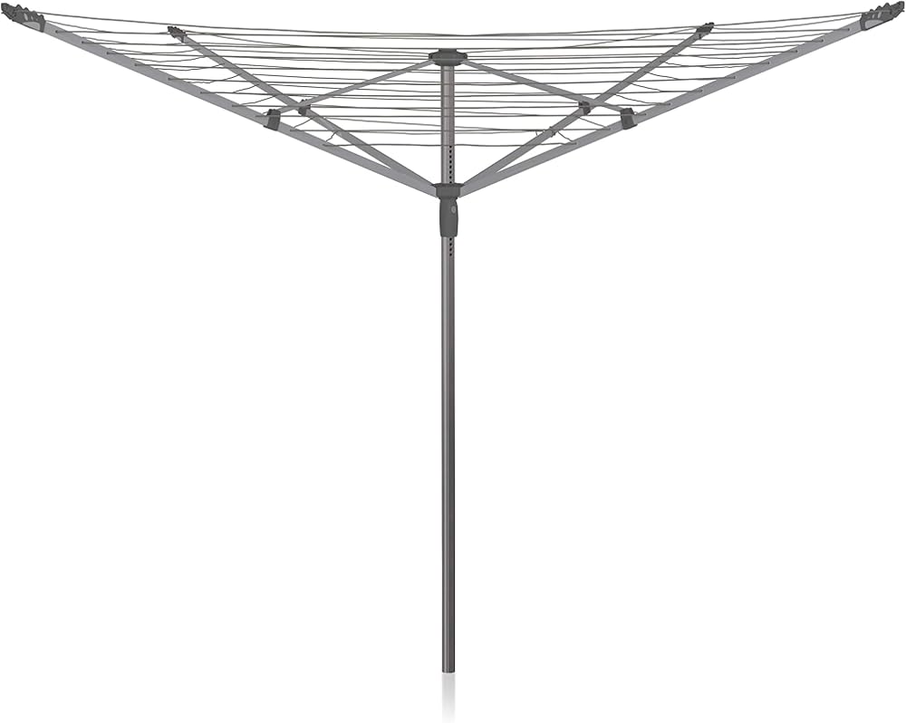 Addis 50m 4 Arm Rotary Washing Line Grey with Ground Spike & Height Tension