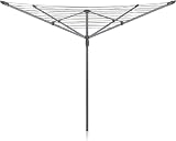 Addis 50m 4 Arm Rotary Washing Line Grey with Ground Spike & Height Tension