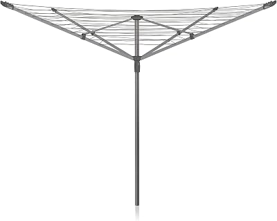 Addis 50m 4 Arm Rotary Washing Line Grey with Ground Spike & Height Tension