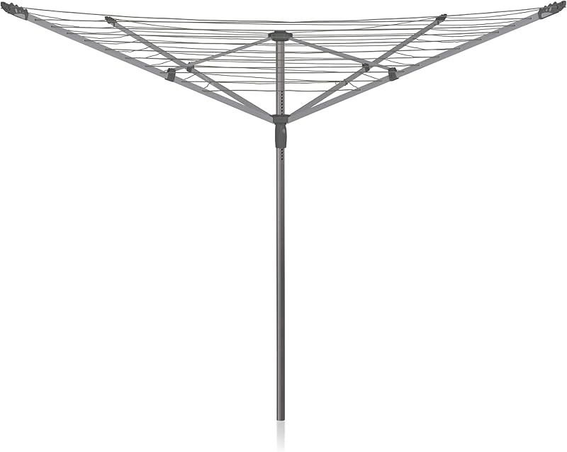 Addis 50m 4 Arm Rotary Washing Line Grey with Ground Spike & Height Tension