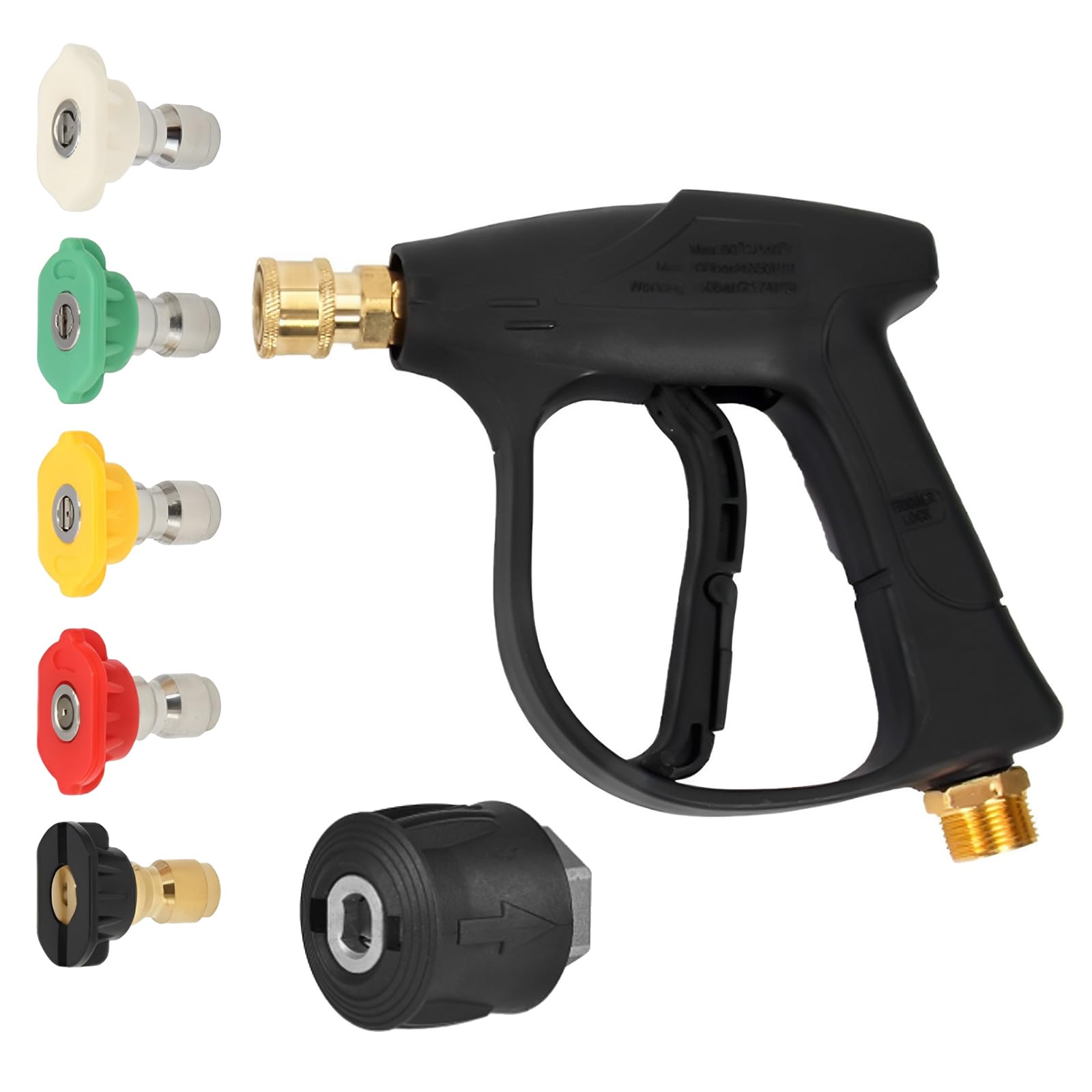 VZU 4000PSI High Pressure Washer Gun, Jet Wash Gun, Accessories for Karcher High Pressure Washer K Series, 1 Adapter and 5 Nozzles and 1 Stubby Gun for Washing Vehicles, Home, Gardening.