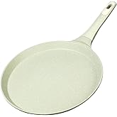 Xuanying Nonstick Crepe Pan, Coating Induction Compatible Skillet Griddle | Dosa Tawa Pan for Roti, Tortillas & Pancakes | Eco-Friendly 100% Free PFOA,PFAS, Lightweight with Cool-Touch Handle
