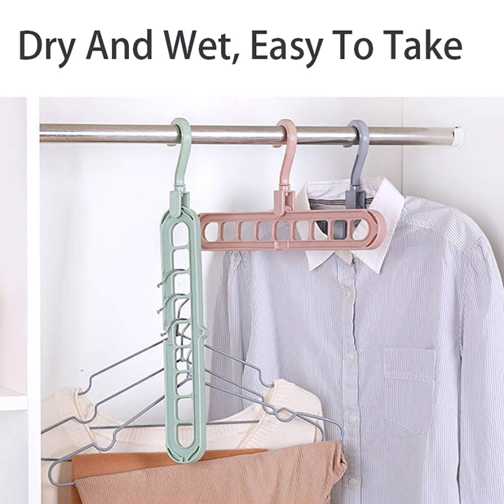 Doolland 10pcs Magic Rotatable Clothes Hanger Organize,Rotating Clothing Drying Rack,Nine-Hole Multifunction Space Saving Hangers