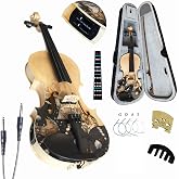 Aliyes Electric/Acoustic Violin Set for Beginners Special Designed Gift for Beginner with Hard Case,Bow,Extra Strings (4/4/Full-size)
