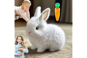 TIOMION Bunny - Easter My Realistic Bunny Toy, Interactive Bunny Realistic Bunny - Jumping, Twitching, and Shaking Ears, Bunny Realistic Bunny Toy, Bunbi Realistic Bunny, Realistic Bunny Toys (White)
