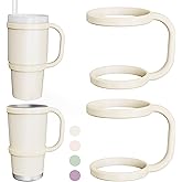 NiHome Tumbler Handles Compatible with 20oz Stanley Quencher 20oz YETI Rambler Tumblers, Silicone Tumbler Handles for Home Travel Outdoors Daily Use, BPA-Free and Dishwasher Safe (Cream)