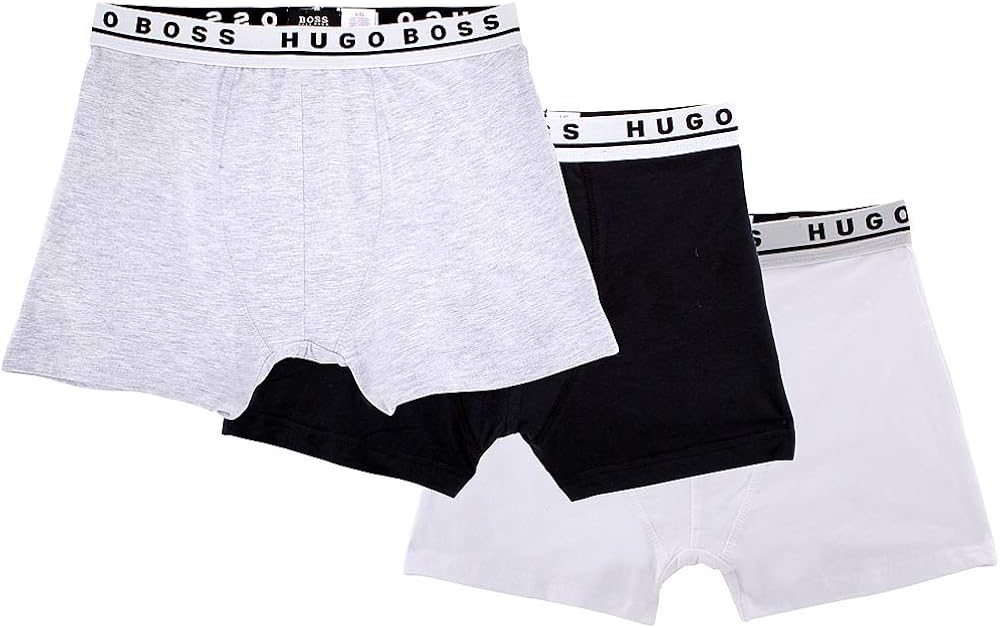 Hugo Boss Men's 3-Pack Stretch Cotton Regular Fit Trunks: Clothing