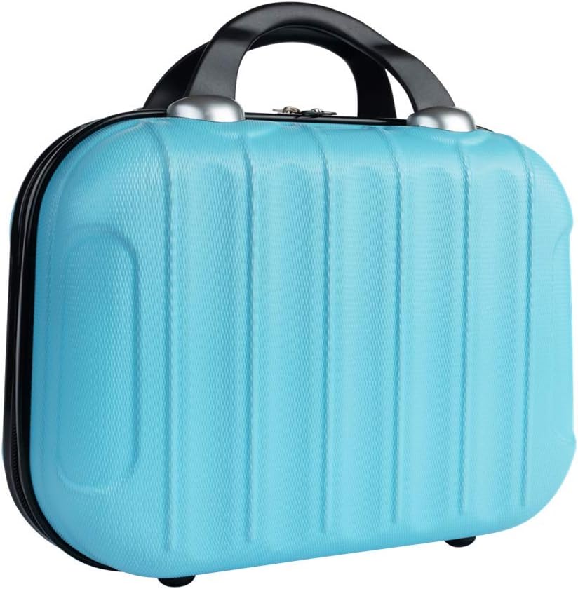 Hanwoit Hard Shell Cosmetic Case (Light Blue,Nondeformable Material), Portable