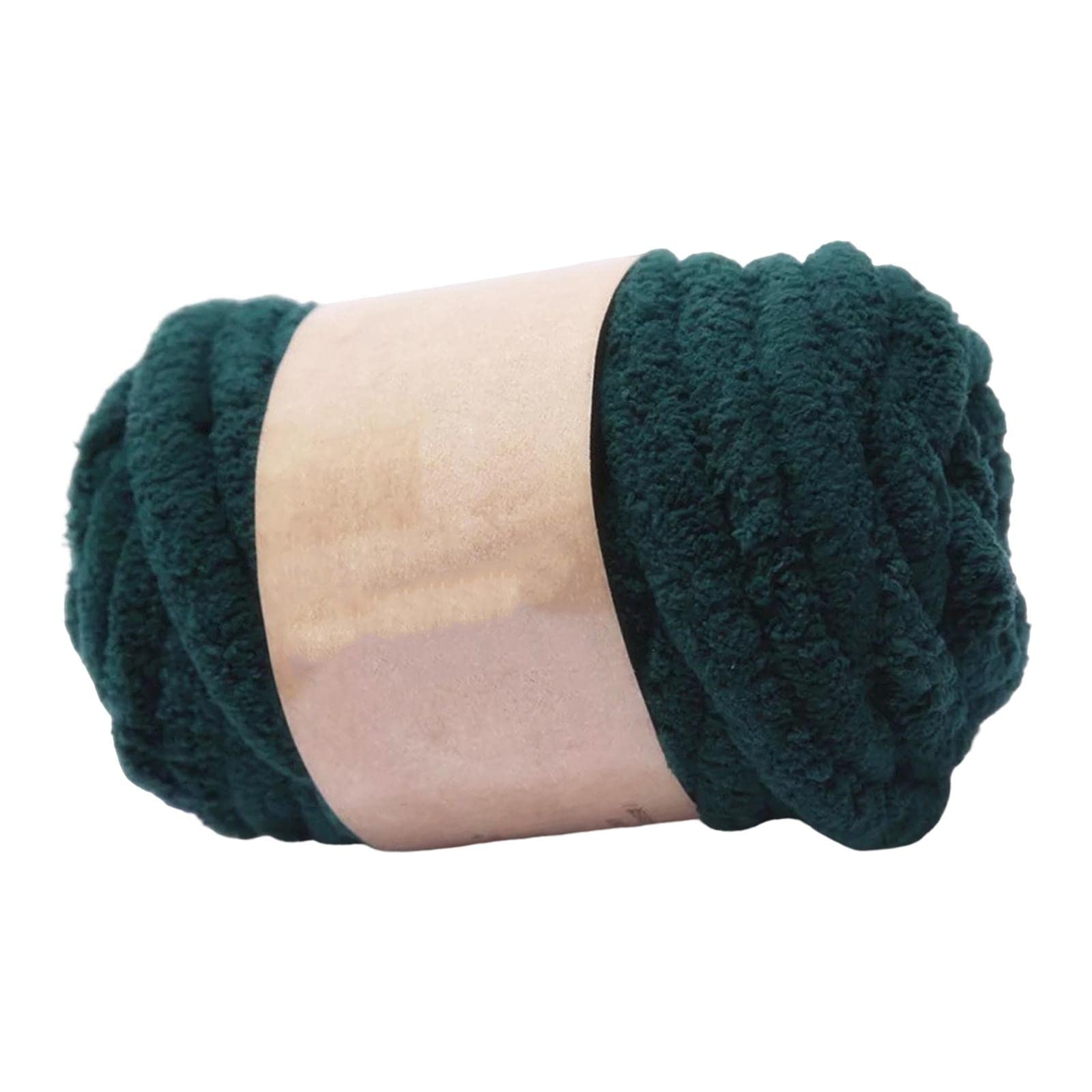 LOVIVER Chunky Wool Yarn Jumbo Tubular Yarn for Knitted Blanket, Weaving, Sweater, Pet Bed - Dark Green