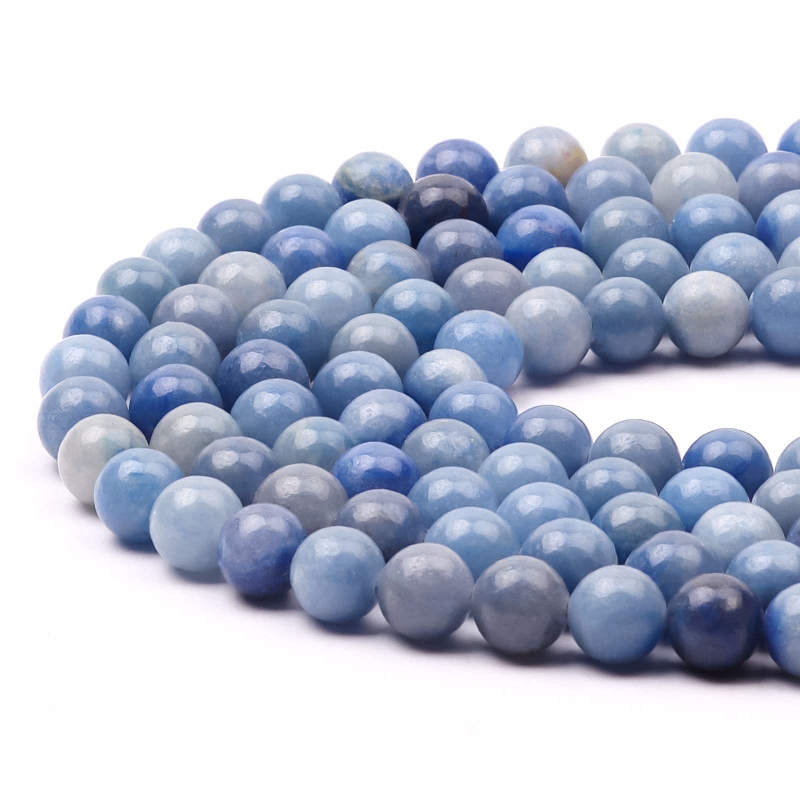 10mm Round Blue Aventurine Gemstone Beads, 31-36pcs Loose Smooth Healing Power Stone Beads for Bracelet Necklace Jewellery Making and DIY Crafts, 1 Strand 15.5"