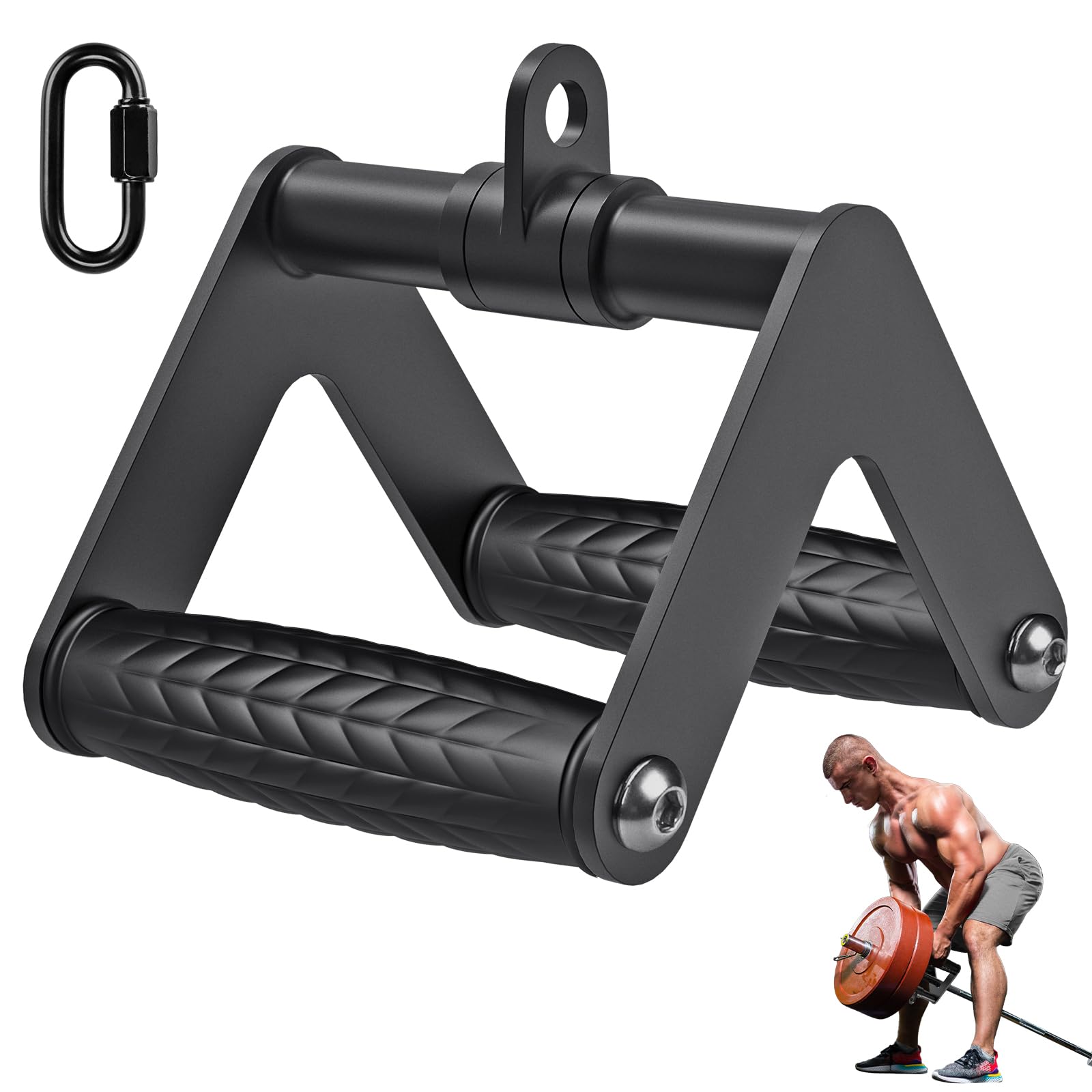 Kipika Heavy Duty Double D Handle, V Bar Cable Attachment, Row Attachment for Cable Machine, Non-Slip and Comfortable, Solid Aluminium Alloy Handle, Cable Machine Accessory for Home Gym