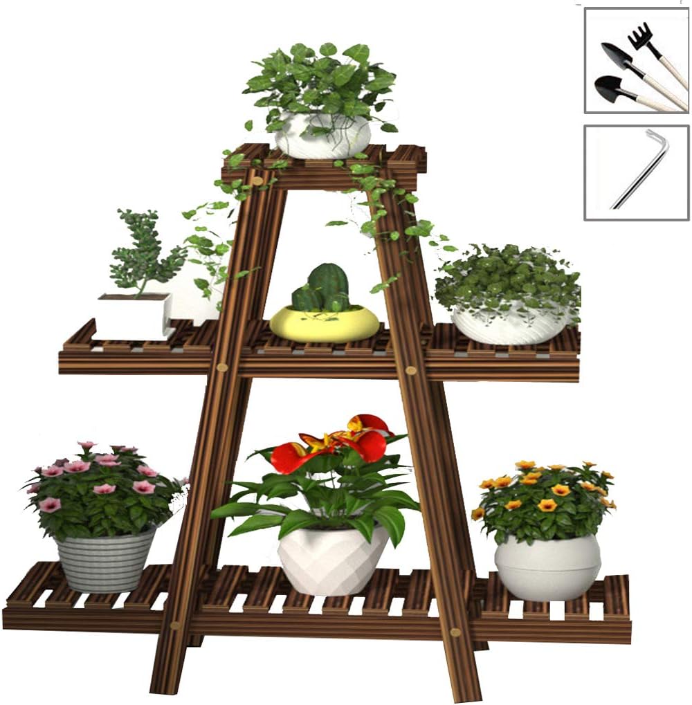 IDavosic.ly Soporte Para Plantas Para Interiores Y Exteriores, Estante Esquinero De 5 Niveles De Metal Para Exhibición De Flores, Estante Plegable Alto Para Orquídeas Para Patio, Balcón, Porche
