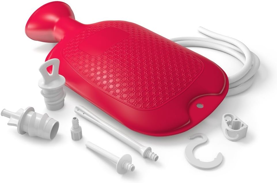 Home Enema Douche Kit Hot Water Bottle Bag 2 Quart Capacity Reusable
