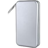 Siveit CD DVD Cases 96 Capacity Disc Storage Binder for Car(Silver) | Hard Plastic CD DVD Disc Cases Storage Binder Wallet for Car Home Office Travel