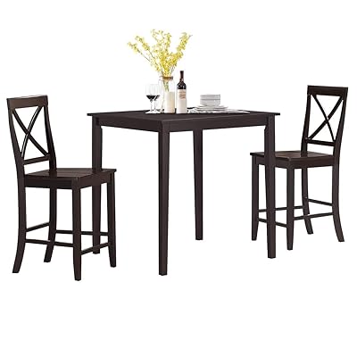 Giantex 3-Piece Dining Table Set, Espresso, Square Kitchen