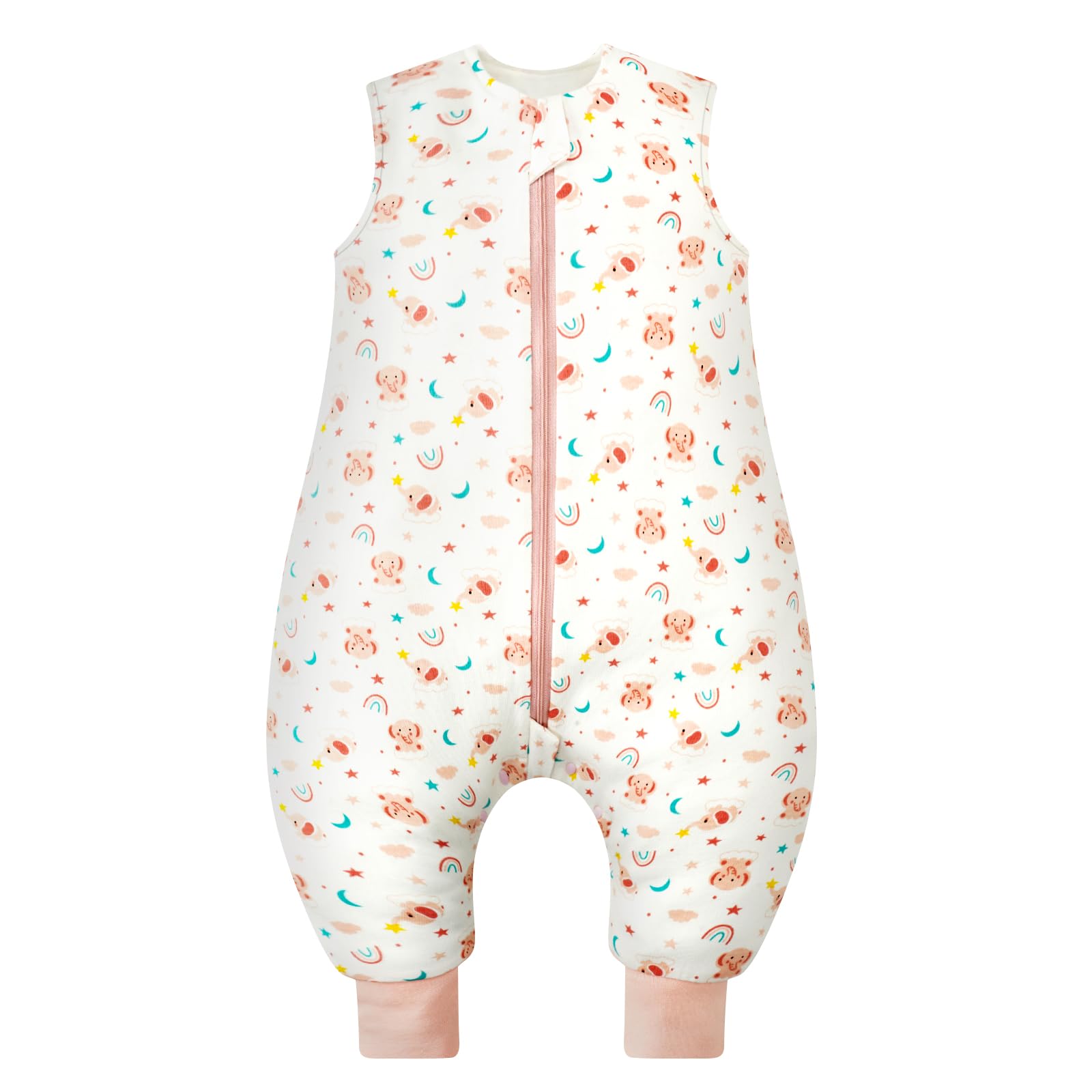 WYTbaby Baby Sleeping Bag 1.0 Tog With Legs, 100% Cotton Sleeveless Baby Sleep Sack Toddler Wearable Blanket For Boys and Girls, 70cm/6-18 Months