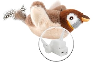 YQQKRCB 2025 Upgrade Flapping Bird Cat Toy (Non-Flying),Rechargeable & Chew-Resistant,Touch Activated,Simulates Bird Wing Flapping and Sounds with 3 Speed,for Indoor Cats,Dogs & Small Pets