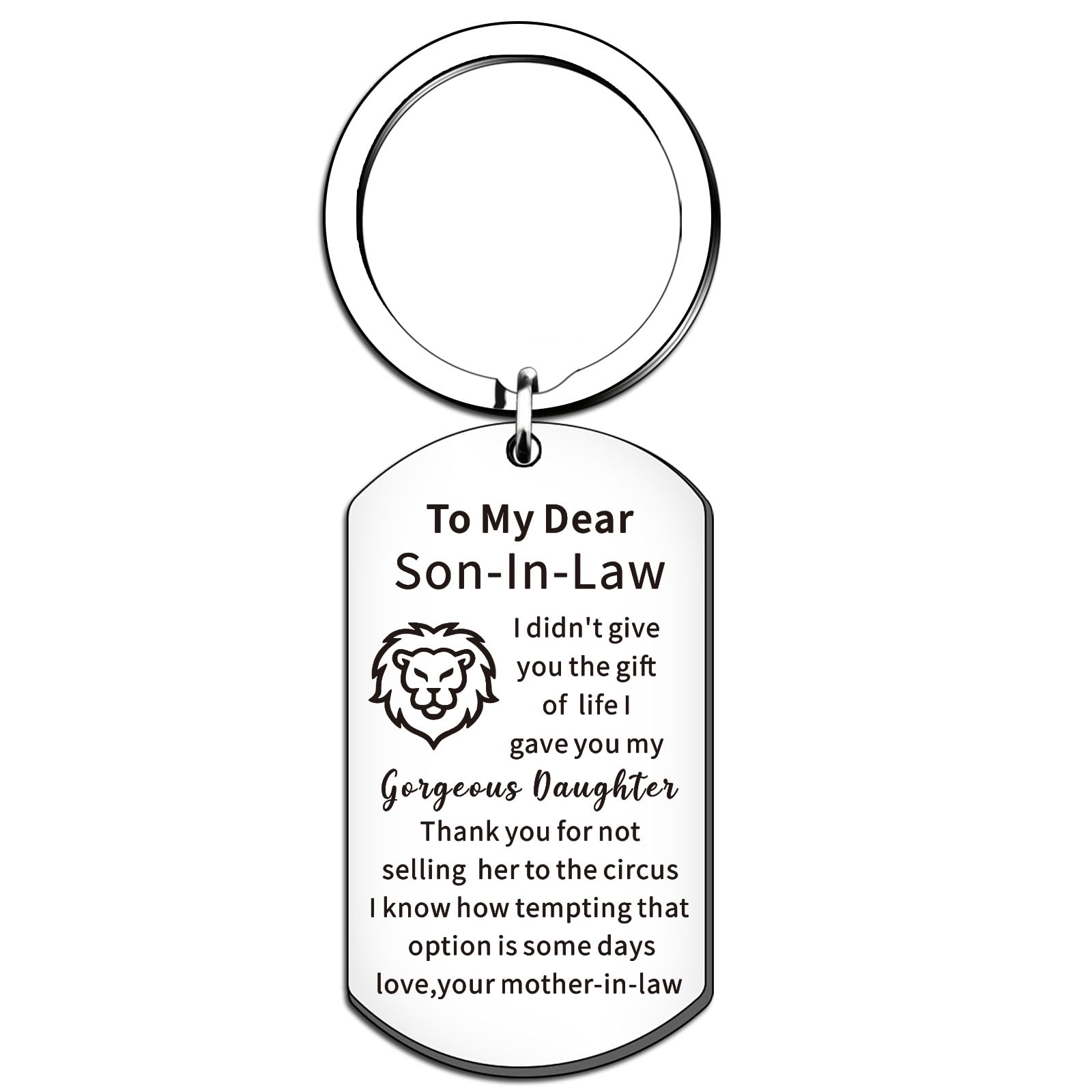 WTOPP Son-In-Law Keyring Gifts Funny Novelty keyring Gift from Mother Mum Son in Law Birthday Gifts Christmas Wedding Gifts for Son in Law Groom gifts
