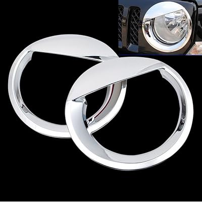 2Pcs Angry Bird Style Front Light Headlight Lamp Cover Trim For Jeep Patriot 2011-2016 Model Silver