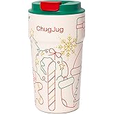 ChugJug 16 oz Christmas Travel Coffee Mug with Ceramic Coating, Leak-Proof Vacuum Insulated Coffee Tumbler with Lid, Double Wall Stainless Steel Travel Cup (Yuletide Magic)