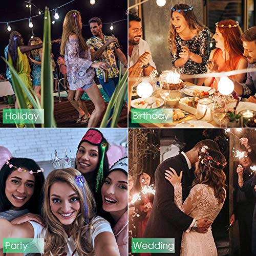 LED Flower Crowns Lights Hair, JUSTDOLIFE 14 Pack LED Flower Wreath Headband with Light-Up Fiber Luminous Butterfly Flash Braid Hairpin for Girls Bar Party Wedding Holiday