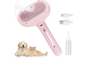 VIKING-INK B&W Cat Steam Brush for Shedding, spritz defur comb for cats dog, Rechargeable Steam Pet Brush for Dog And Cat, Steamy Cat Brush 3 In1, Self Cleaning Steam Brush for Massage,Clean and Removing Loose Hair