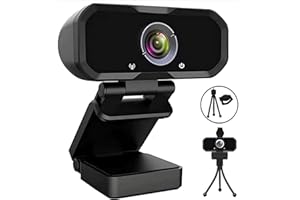 SVCOUOK Webcam 1080p HD Computer Camera - Microphone Laptop USB PC Webcam with Privacy Shutter and Tripod Stand, 110 Degree Live Streaming Widescreen Recording Pro Video Web Camera for Calling, Conferencing