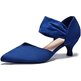 GotSoft Womens Low Kitten Heels Pointed Toe Slip on Pumps Ankle Strap Elegant Party Wedding Dress Shoes