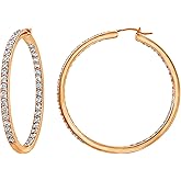 Amazon Essentials Platinum or Gold Plated Sterling Silver Inside-Out Hoop Earrings made with Infinite Elements Zirconia, (previously Amazon Collection)