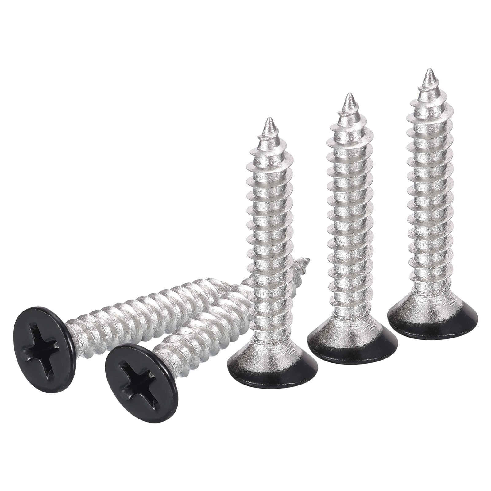 DTGN 100Pcs #8x1" Flat Head Wood Screws, 304 Stainless Steel Black Phillips Self Tapping Screws - Good for Woodworking, Furniture - Black — image 1