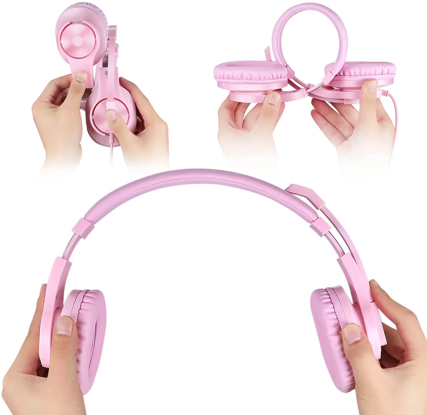 Gaming Headset for PS5, PS4, Xbox, PC & Nintendo Switch - Kids Headphones with Mic for School Supplies - Wired Pink Headphones