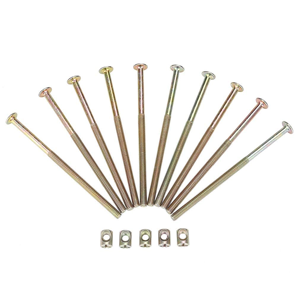 Furniture Screws, 10PCS M6 Carbon Steel 120mm Furniture Bolts, with 6mm Barrel Nuts Connector Fastener, Fastener Connector Kit, for Joining Wood, Boards, Kitchen Worktops, Cabinets, Cupboards, Beds