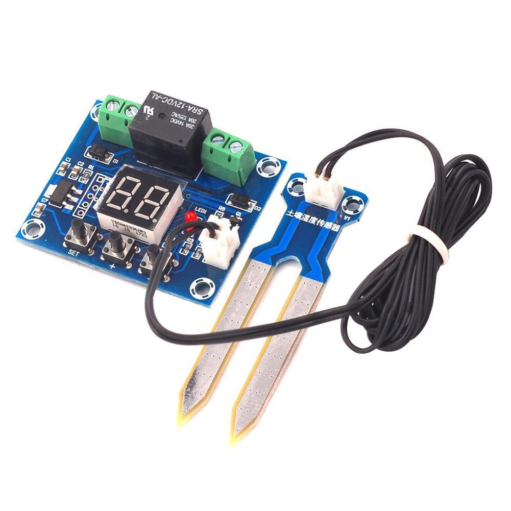 Fasizi 12V Soil Moisture Sensor Humidity Controller with Digital Display Automatic Watering System Module