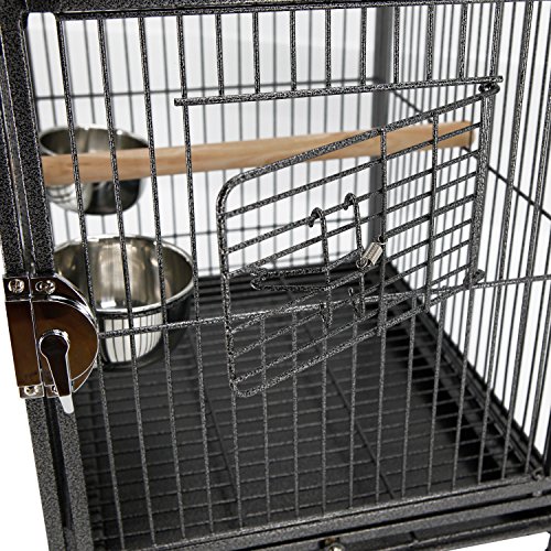 PawHut 19" Travel Bird Cage Parrot Carrier with Handle Wooden Perch for