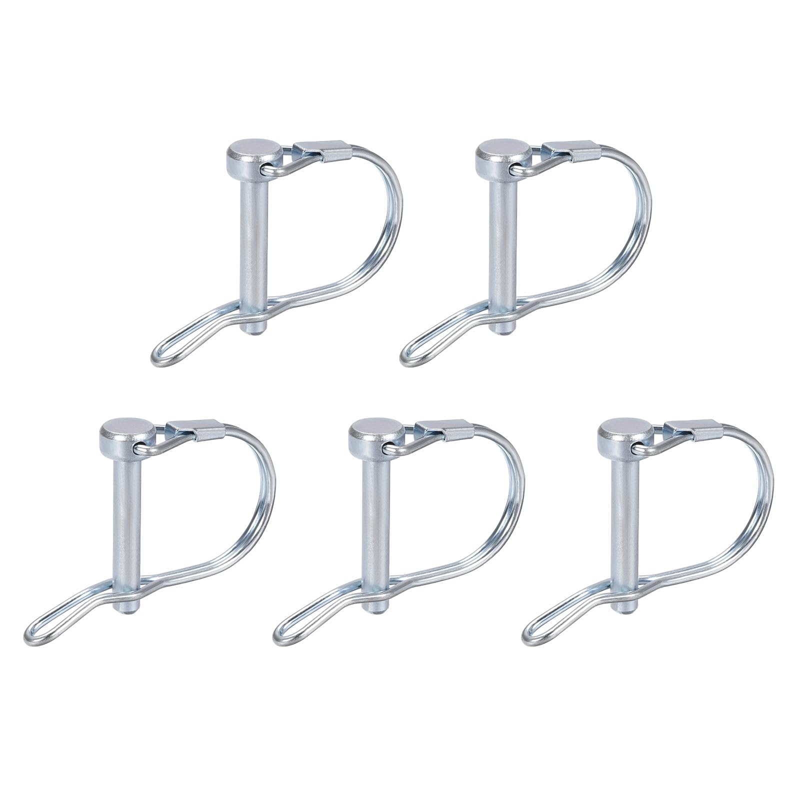 DTGN 6mm x 35mm (DxL) Shaft Locking Pin - 5Pack - Good for Farm Trailers Lawn - Carbon Steel Round Trailer Coupler Pin W/Ear - Silver Tone