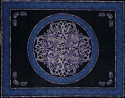 Global Imports Blue & Black & Purple Celtic Circle Indian Bedspread, Queen Size