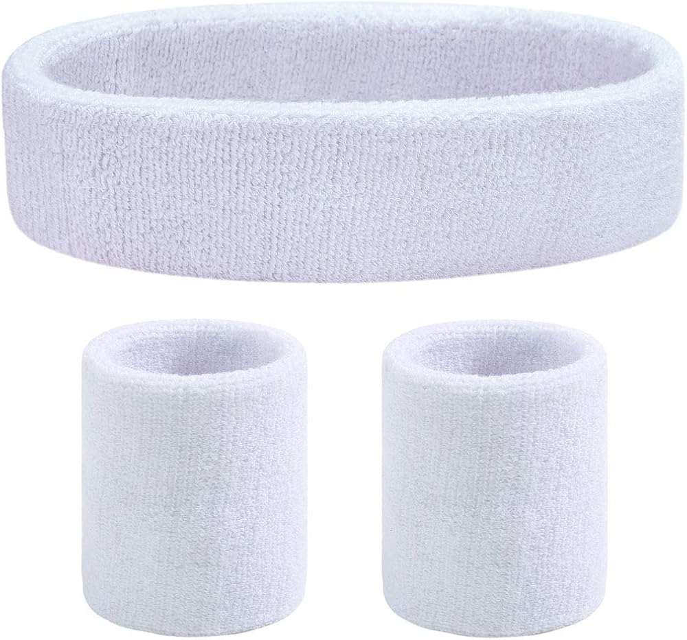 Favofit Headband/Wristbands for Women Men Girls Boys for Gym Workout & Yoga, 3 Piece Set, Super Comfy Sports Sweatbands for Football Baseball Basketball Soccer Tennis, Sweat Out of Your Eyes & Wrists : Clothing
