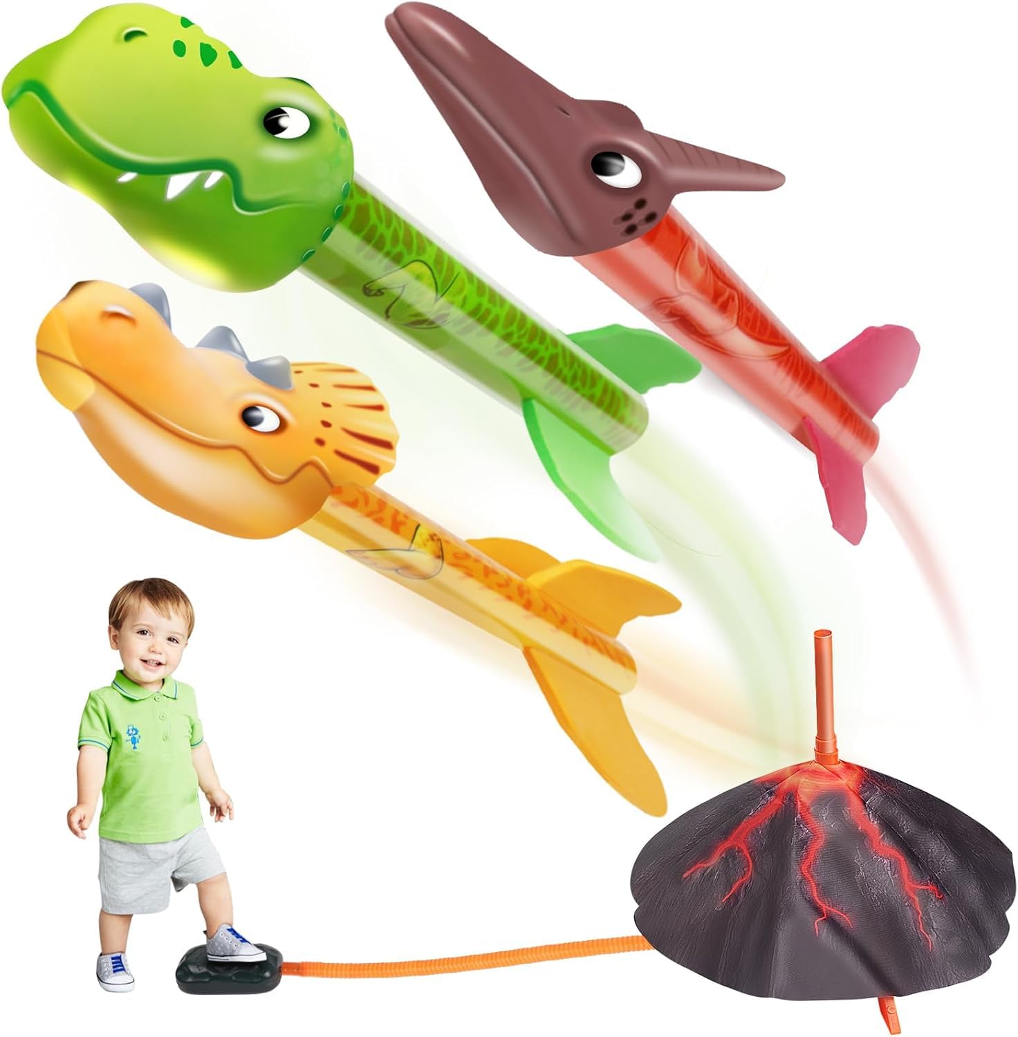AMFUN Dinosaur Toys for Boys, Rocket Toy Launcher - Boys Age 3-12, Outdoor Toys for Kids Birthday