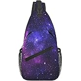 LOSTORCHI Galaxy Crossbody Sling Bags for Women Men Abstract Blue Nebula Beautiful Night Sky Outer Space Background Travel Sling Backpack Casual Shoulder Bag Universe Theme Gym Sports Hiking Daypack