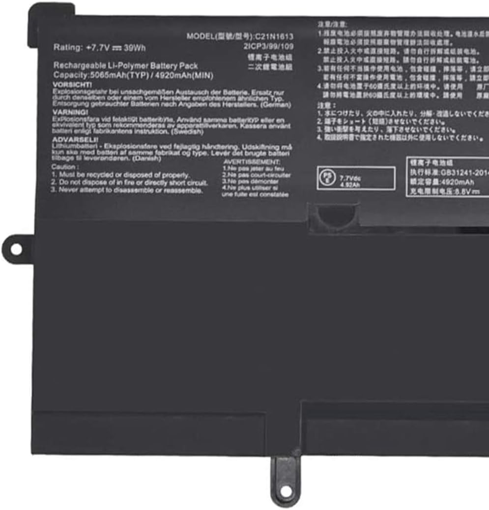 ASKC C21N1613 Laptop Battery for Asus Chromebook Flip C302 C302C C302CA C302CA-DH54 C302CA-GU006 GU001 GU010 GU011 Series C21PQC5 0B200-02280000M 7.7V 39Wh - Image 3