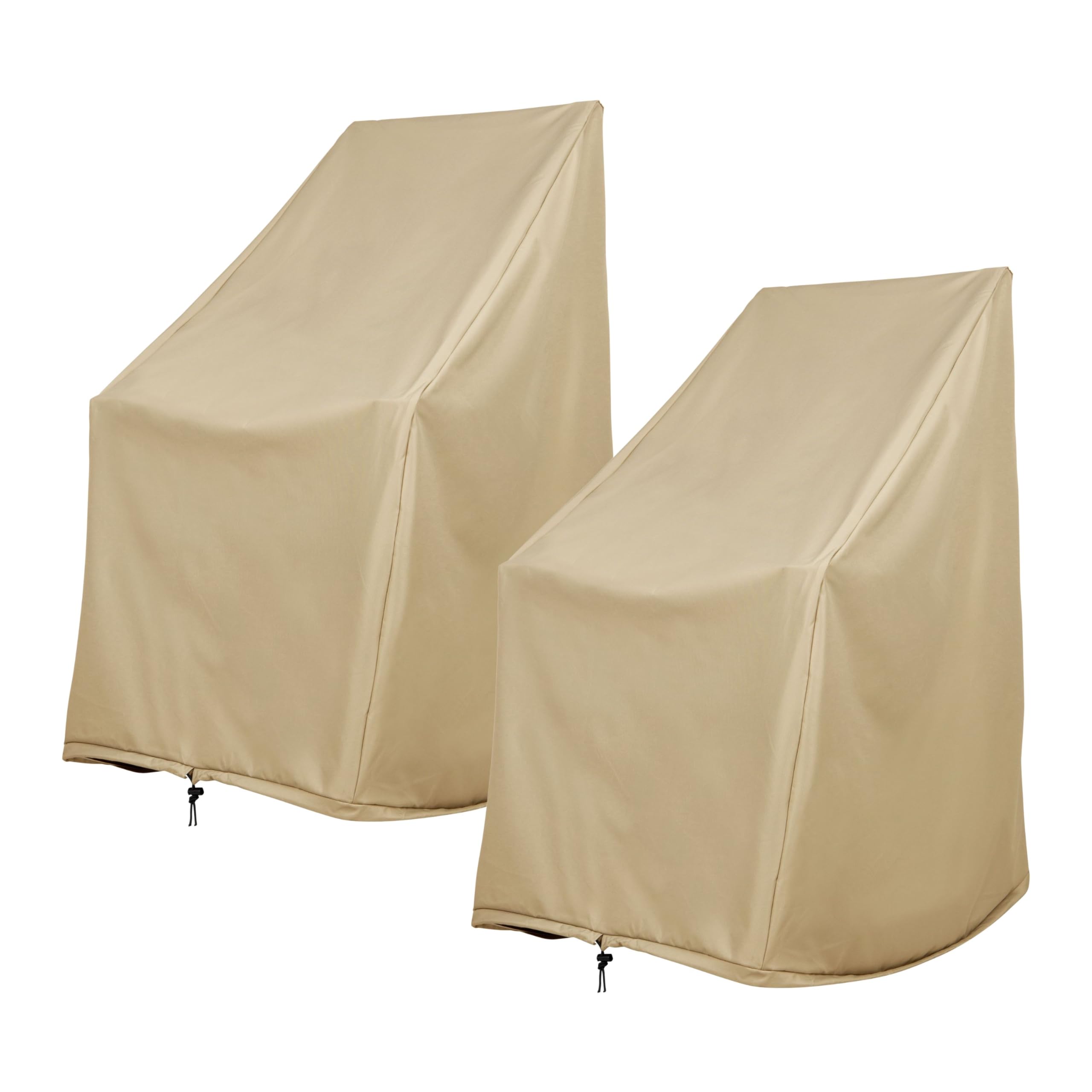 Shine Company Weatherproof Outdoor Rocking Chair Cover Set of 2, 100% Woven Polyester, Elastic Cord with Toggle, Khaki, 2-Pack Image