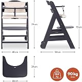 hauck Beta+ Dark Grey Wooden High Chair 6m-90kg with Wheels & Tray view 3