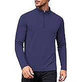 Mens Long Sleeve Shirts Quarter Zip Pullover UPF 50+ Sun Protection Wicking Moisture Workout Running Casual Athletic Tops