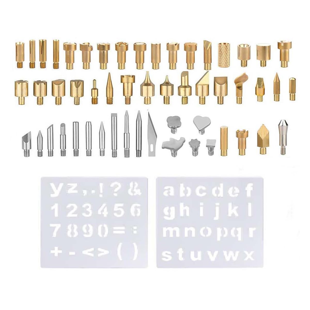 Tiardey 55PCS Wood Burning Accessories Wood Embossing Tips Carving Tool Kit Branding Engraving Bits Engraving Tools